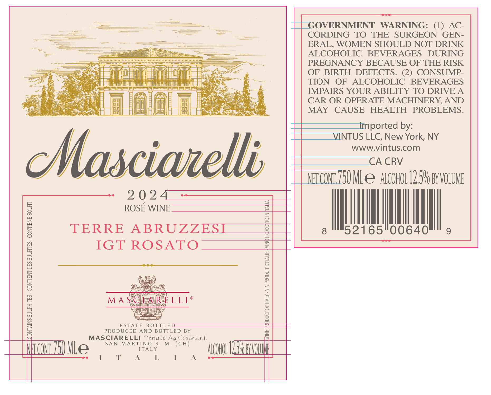TABC label artwork for Masciarelli Rosato