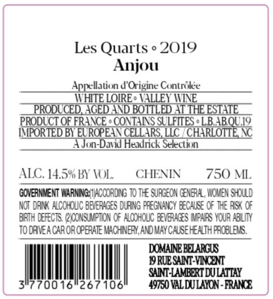 TABC label artwork for DOMAINE BELARGUS LES QUARTS CHENIN ANJOU