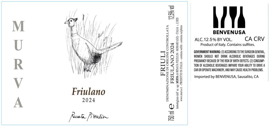 TABC label artwork for Murva Friulano Friuli