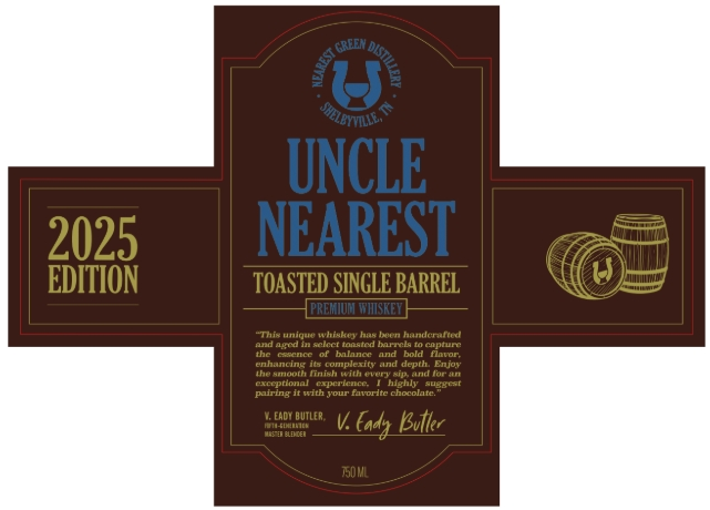 TABC label artwork for Uncle Nearest Toasted Single Barrel Premium Whiskey 2025 Edition