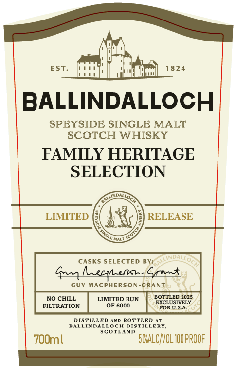 TABC label artwork for Ballindalloch Speyside Single Malt Scotch Whisky Limited Release
