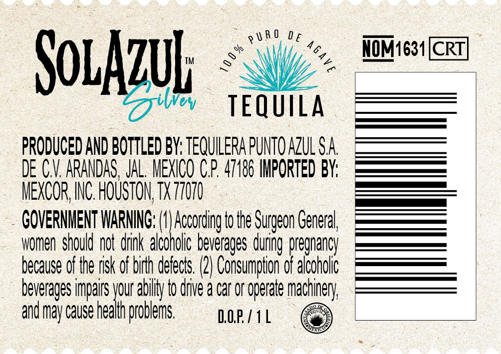 TABC label artwork for Sol Azul Silver 100% Agave Tequila