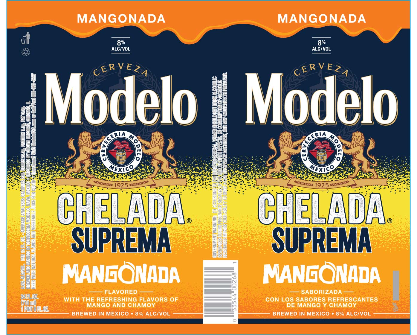 TABC label artwork for Modelo Chelada Suprema Mangonada