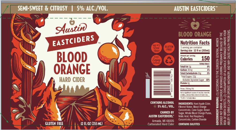 TABC label artwork for Austin Eastciders Blood Orange Hard Cider