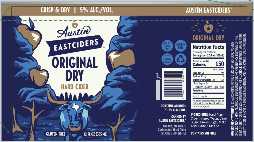 TABC label artwork for Austin Eastciders Original Dry Hard Cider