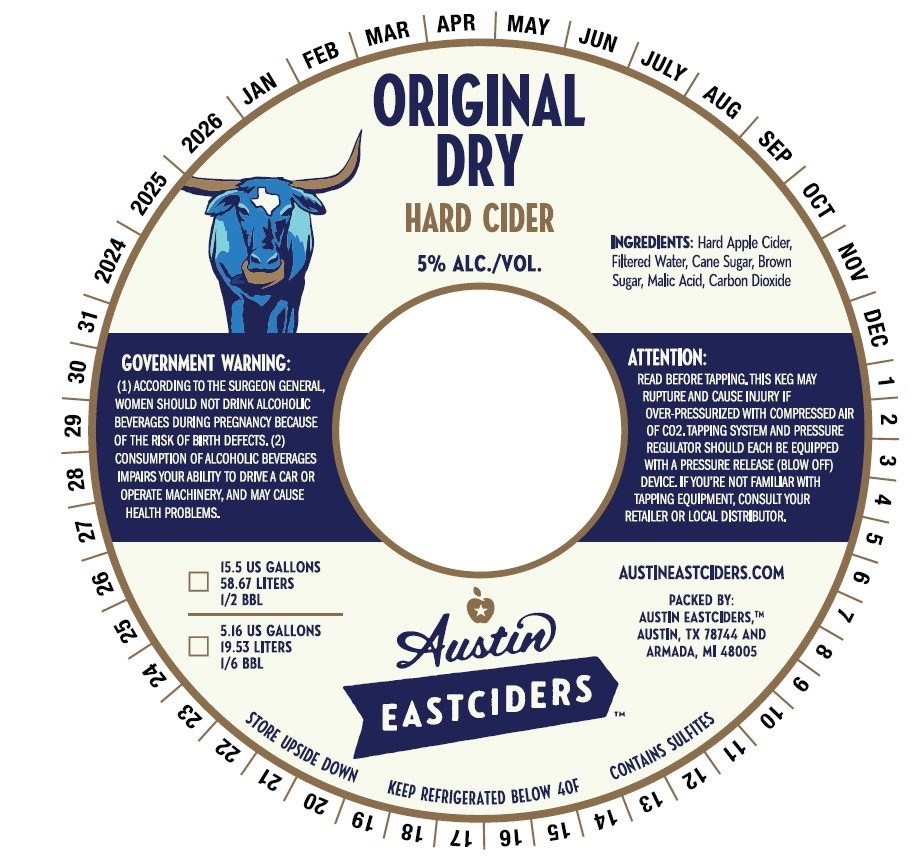 TABC label artwork for Austin Eastciders Original Dry Hard Cider