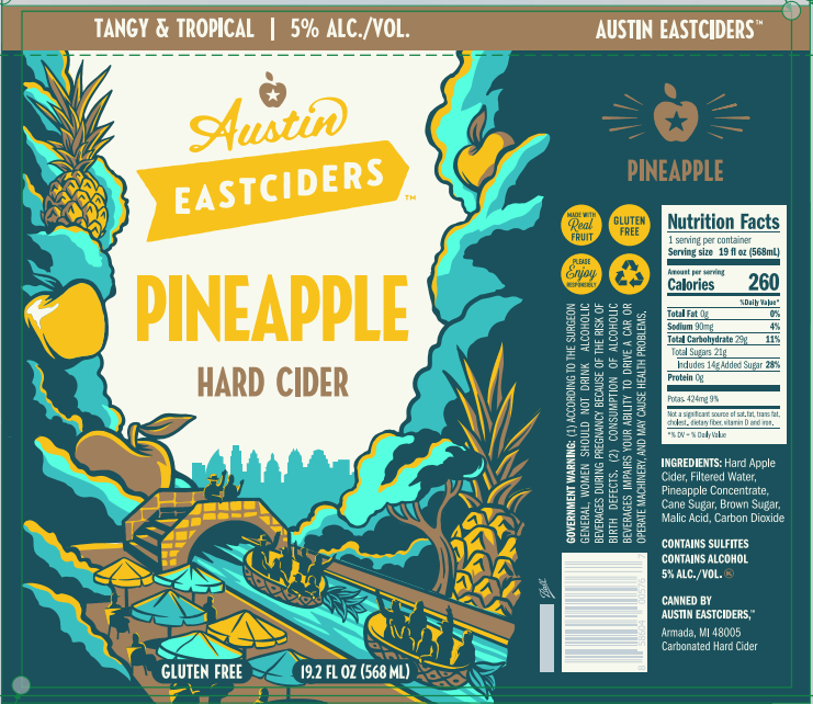 TABC label artwork for Austin Eastciders Pineapple Hard cider