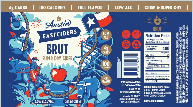 TABC label artwork for Austin Eastciders Brut Super Dry Cider