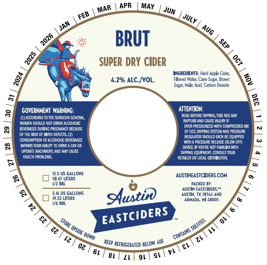 TABC label artwork for Austin Eastciders Brut Super Dry Cider
