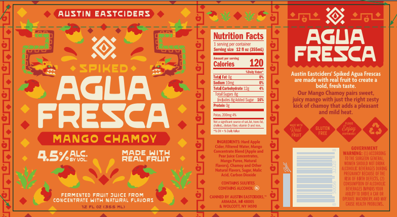 TABC label artwork for Austin Eastciders Spiked Agua Fresca Mango Chamoy