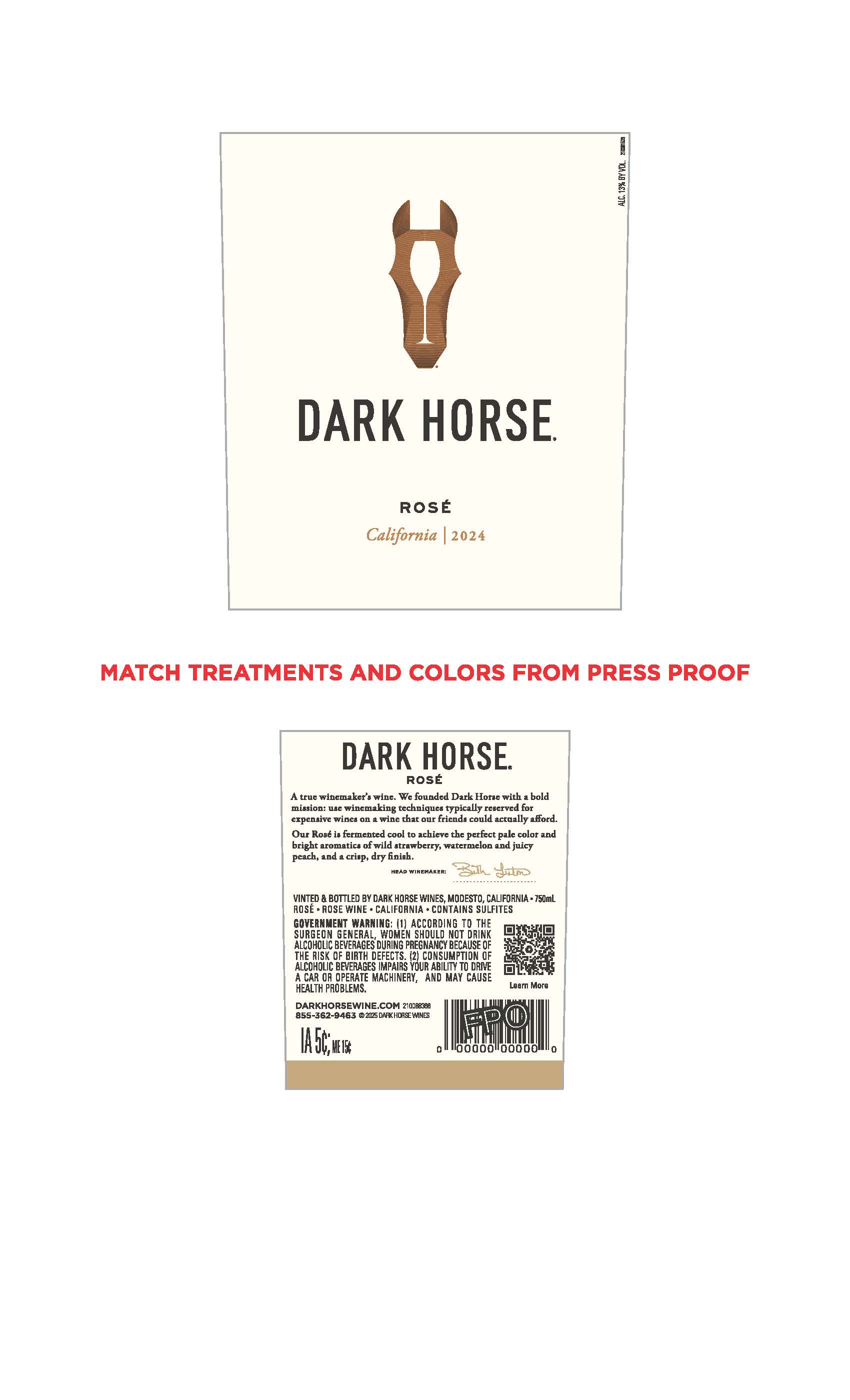 TABC label artwork for Dark Horse Rose California