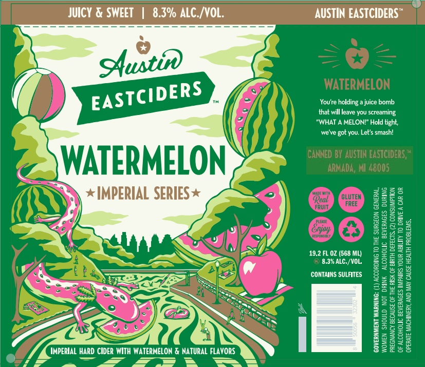TABC label artwork for Austin Eastciders Imperial Watermelon