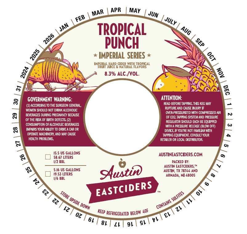 TABC label artwork for Austin Eastciders Tropical Punch Imperial