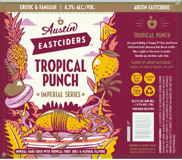TABC label artwork for Austin Eastciders Tropical Punch Imperial