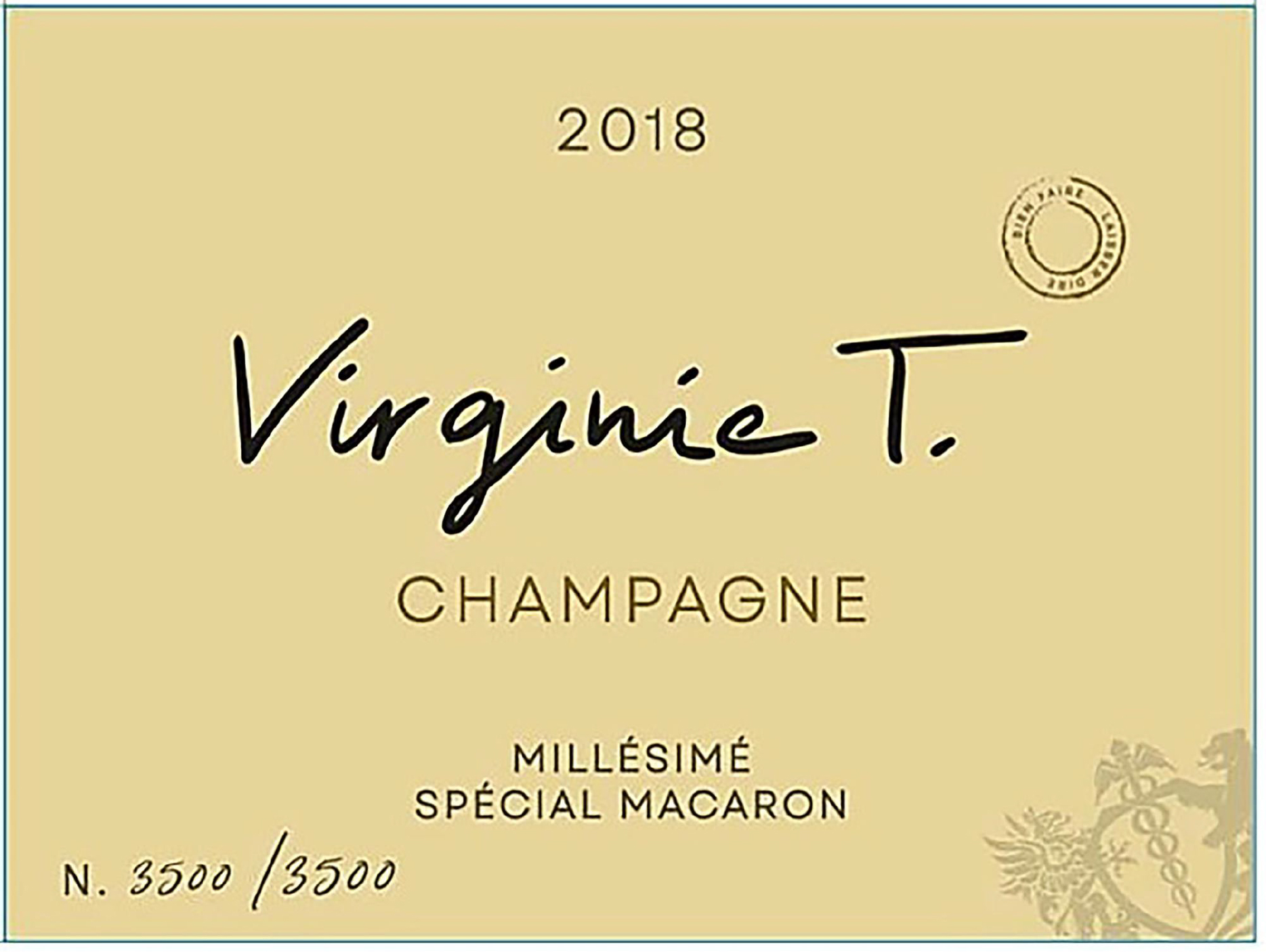 TABC label artwork for Virginie T. Special Macaron Champagne