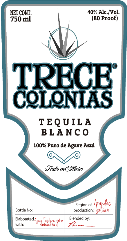 TABC label artwork for Trece Colonias Blanco