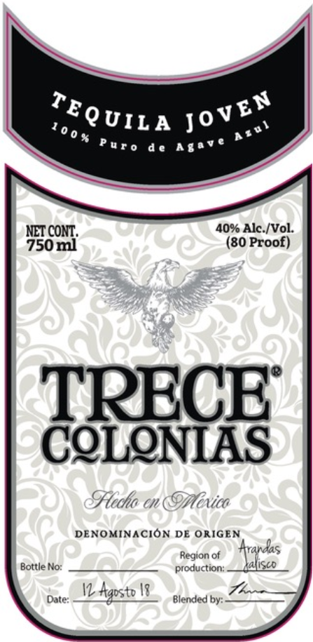 TABC label artwork for Trece Colonias Joven