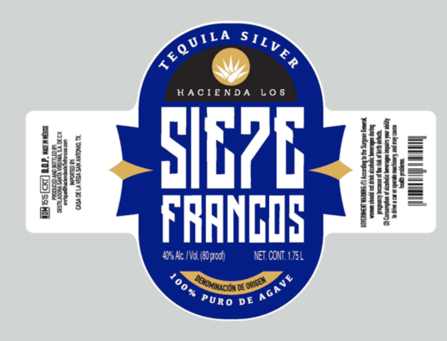 TABC label artwork for SIE7E FRANCOS SILVER