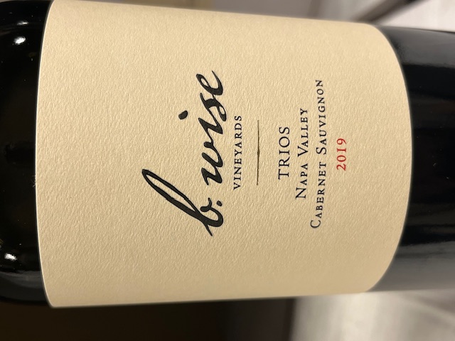 TABC label artwork for B. Wise Vineyard 'TRIOS' Cabernet Sauvignon Napa Valley