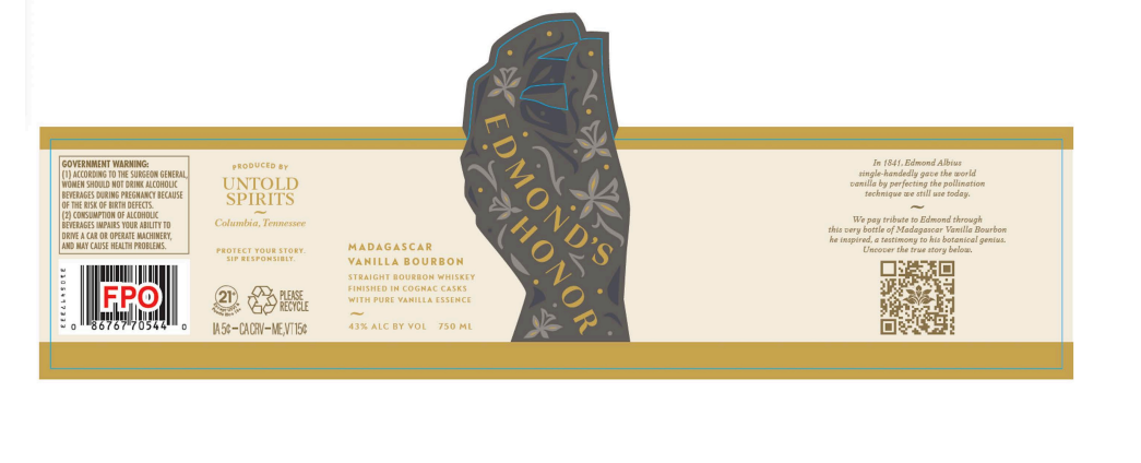 TABC label artwork for Edmond's Honor Madagascar Vanilla Bourbon