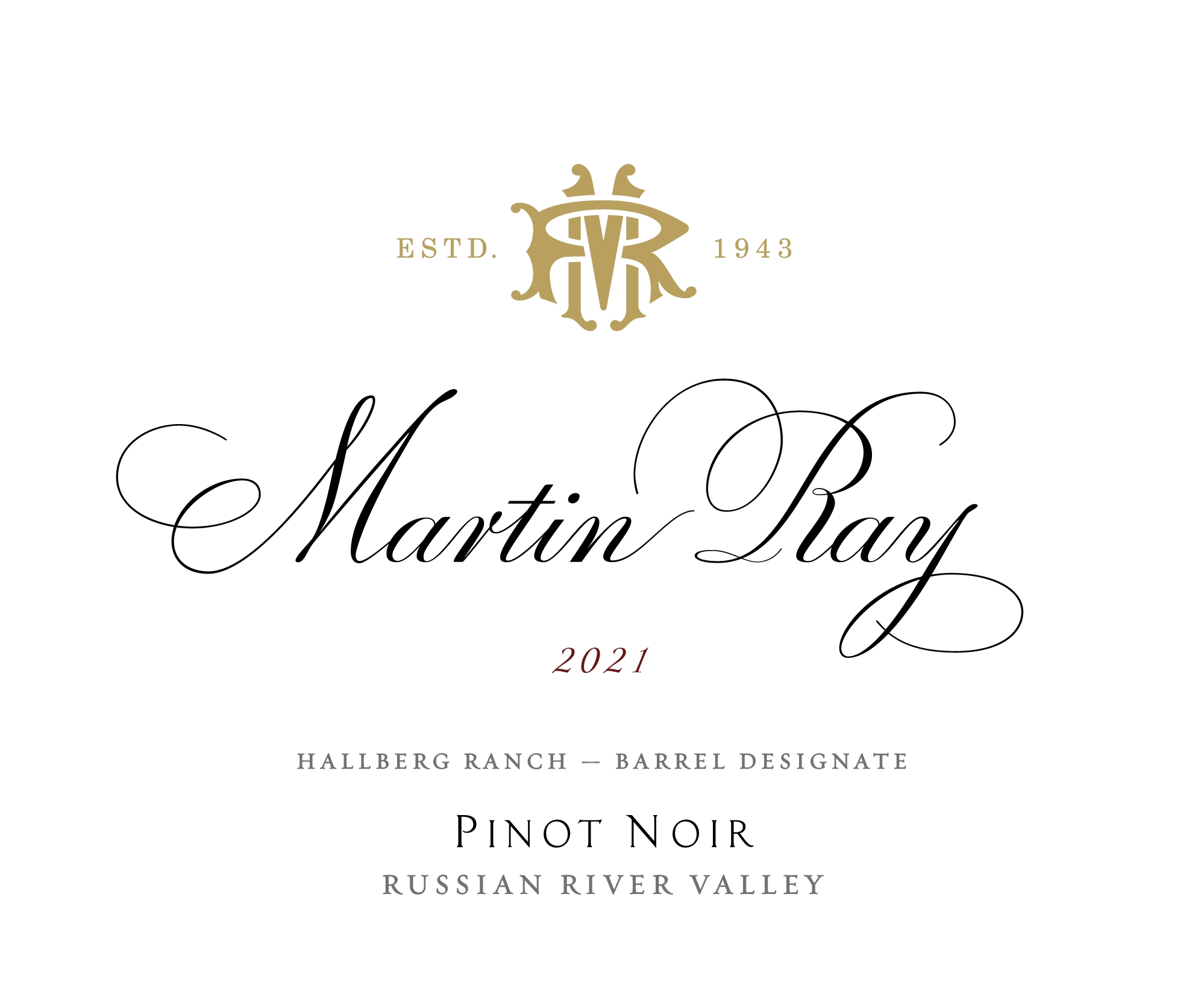 TABC label artwork for Martin Ray Pinot Noir Hallberg Ranch Russian River Valley 23-0342