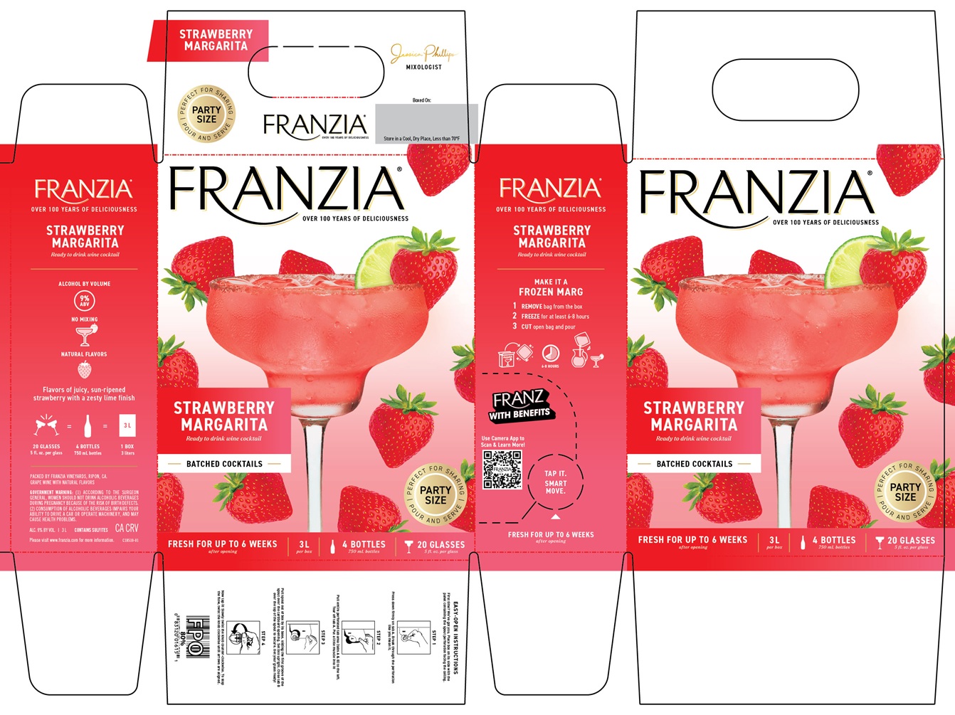 TABC label artwork for Franzia- Strawberry Margarita