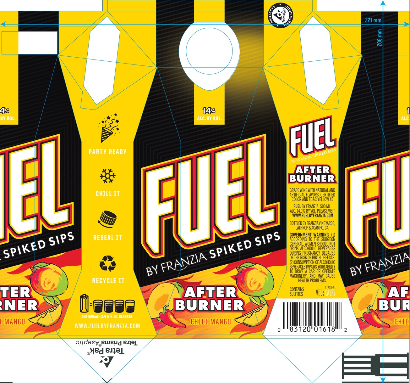 TABC label artwork for Fuel by Franzia- After Burner