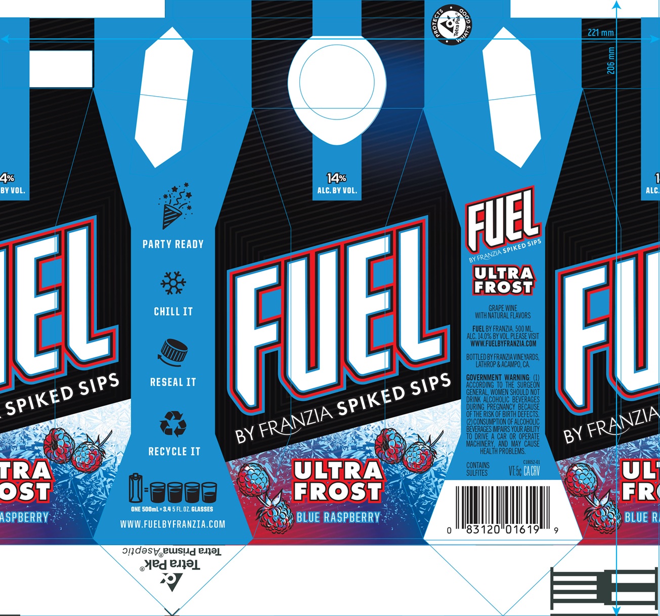 TABC label artwork for Fuel by Franzia- Ultra Frost
