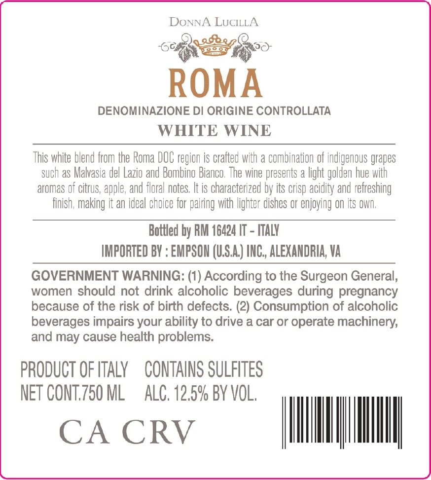 TABC label artwork for DONNA LUCILLA WHITE