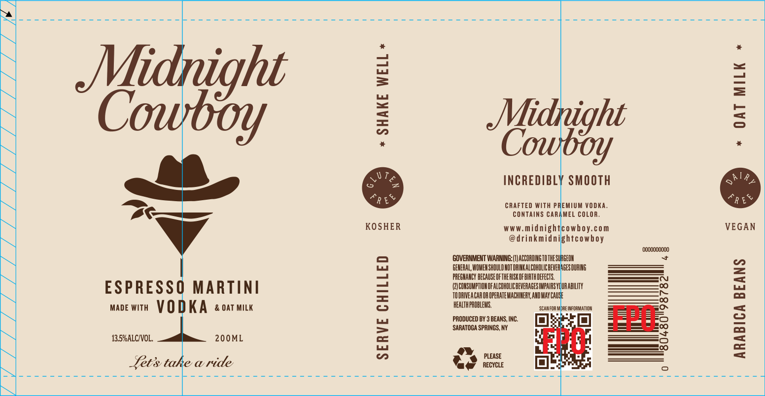 TABC label artwork for Midnight Cowboy Espresso Martini Made With Vodka