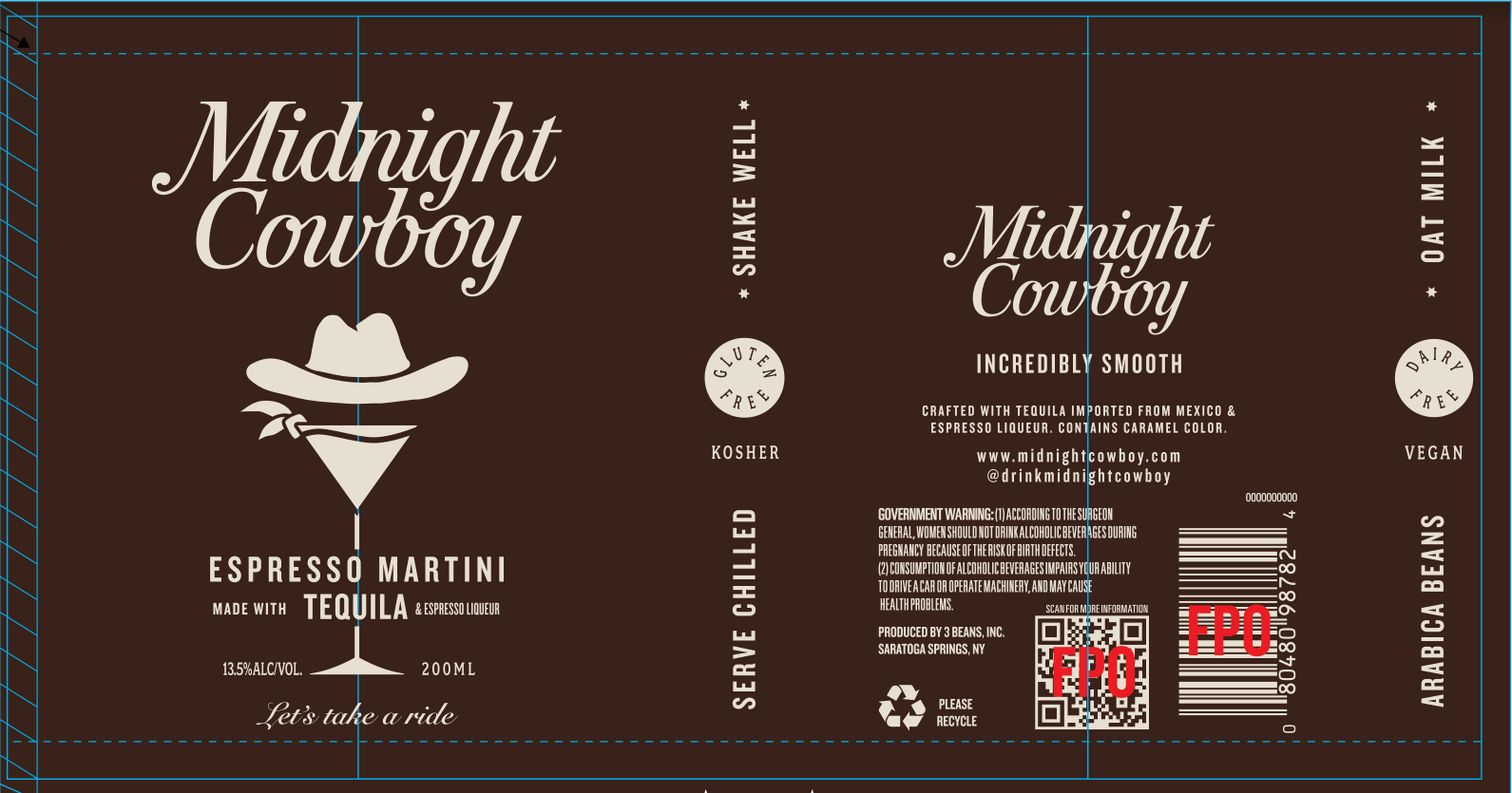 TABC label artwork for Midnight Cowboy Espresso Martini Made With Tequila