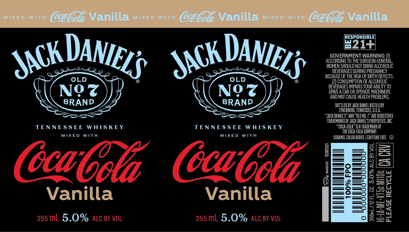 TABC label artwork for Jack Daniel's Coca-Cola Vanilla