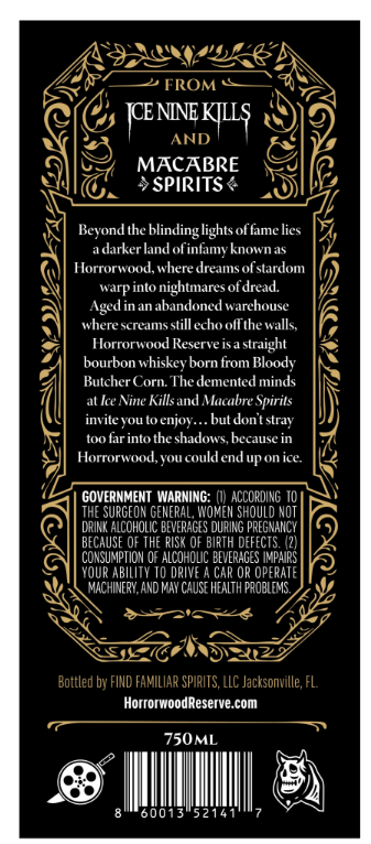 TABC label artwork for Find Familiar Spirits Horrorwood Reserve
