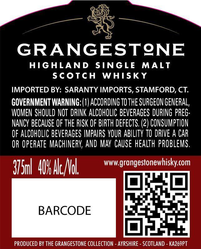 TABC label artwork for Grangestone Rum Cask