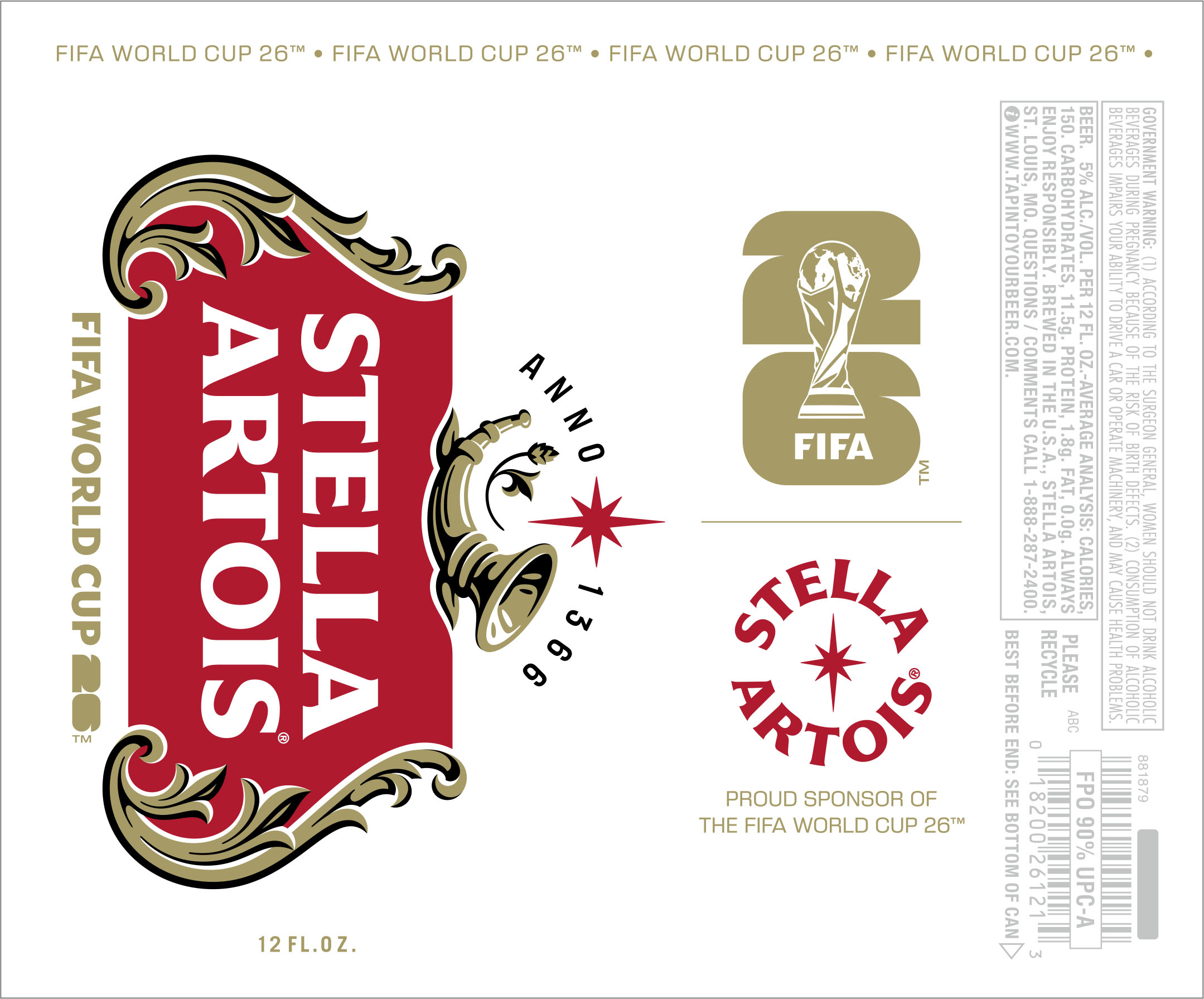 TABC label artwork for STELLA ARTOIS 2026 FIFA WORLD CUP 12 OZ. CAN