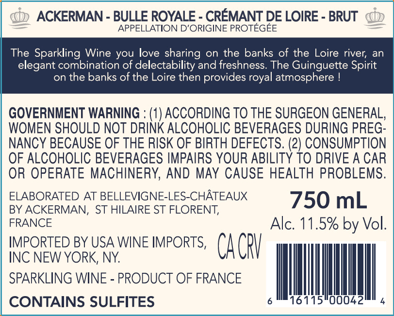 TABC label artwork for Ackerman Bulles Royale