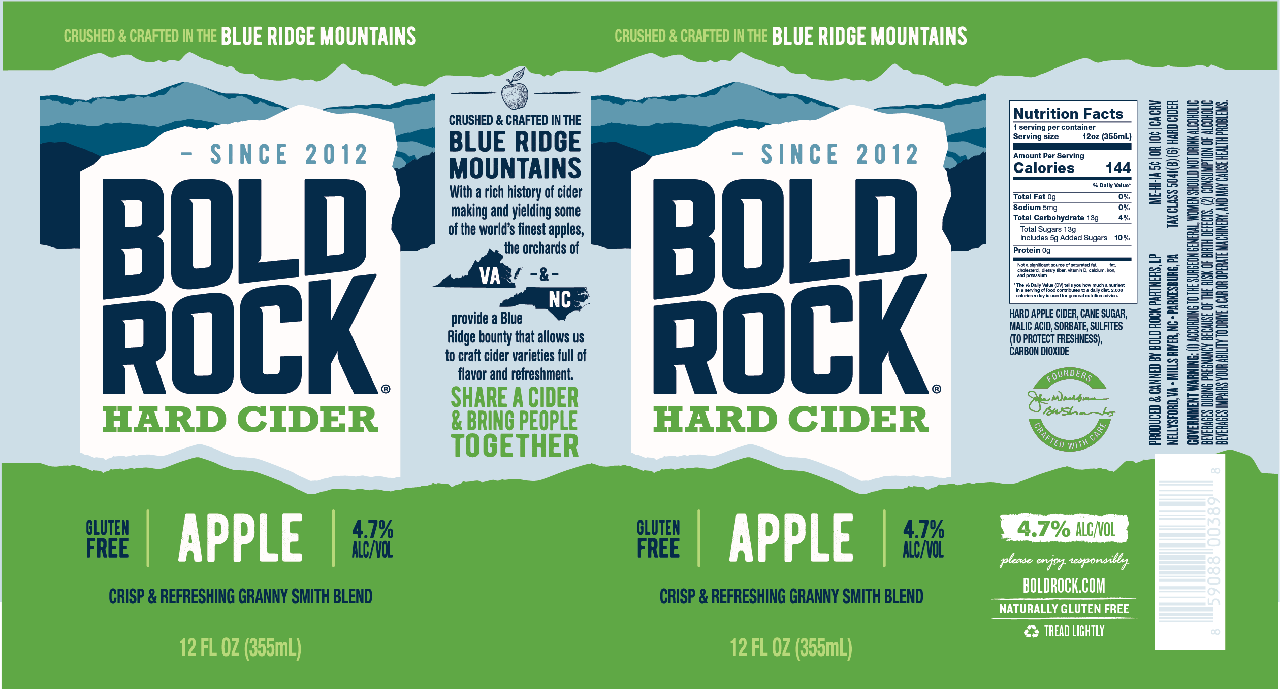 TABC label artwork for BOLD ROCK APPLE CIDER