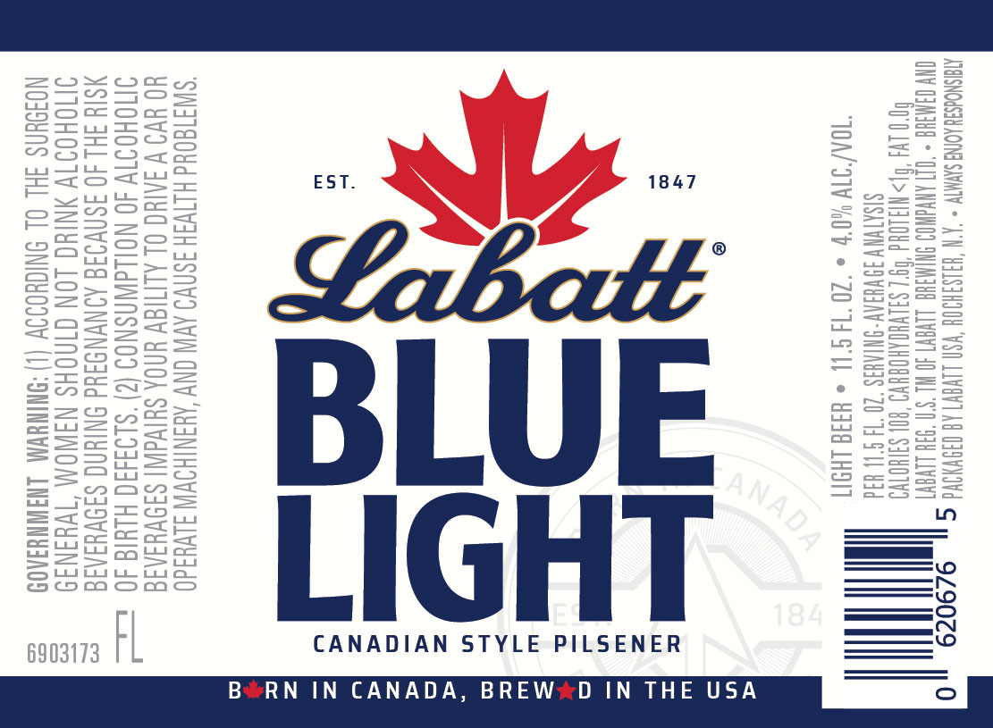 TABC label artwork for Labatt Blue Light 11.5 oz bottle 2025