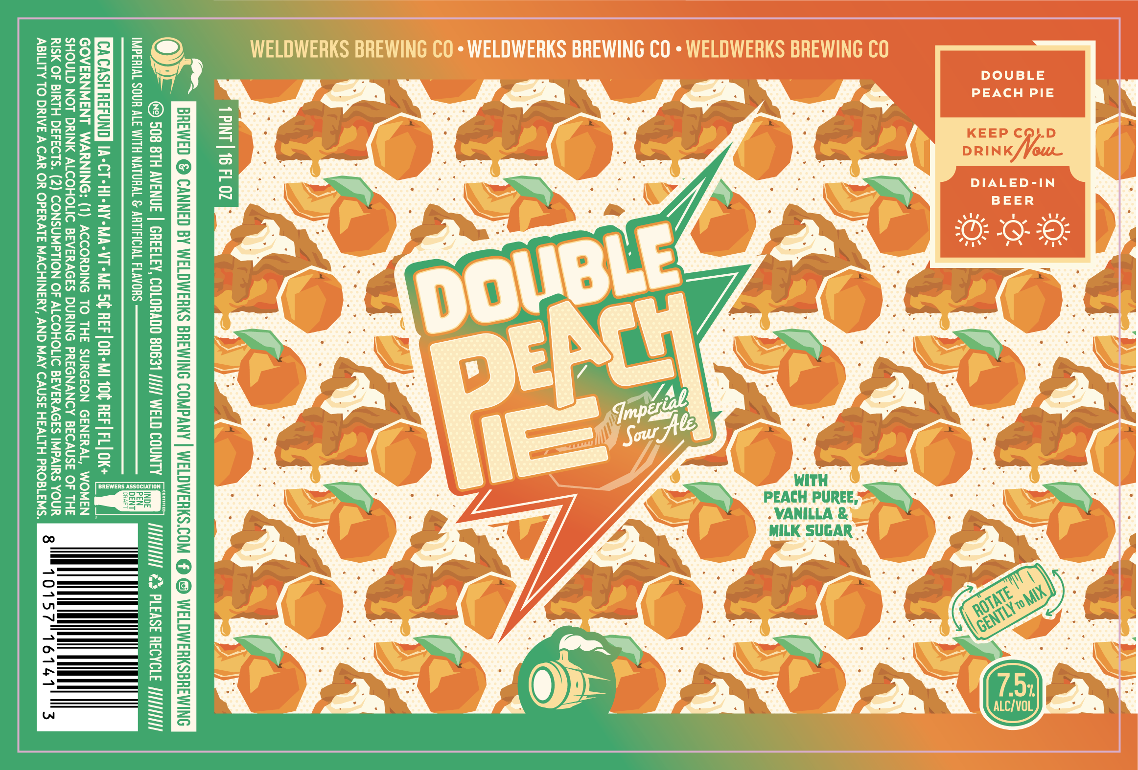 TABC label artwork for Double Peach Pie