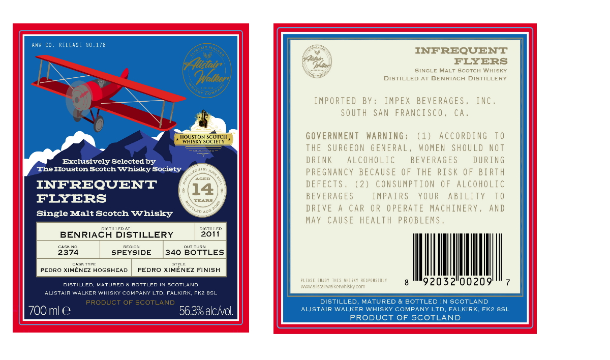 TABC label artwork for Infrequent Flyers Benriach