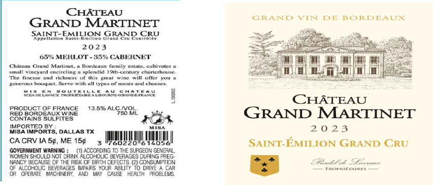 TABC label artwork for CHATEAU GRAND MARTINET SAINT-EMILION GRAND CRU