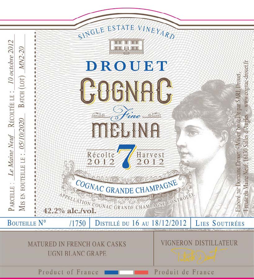 TABC label artwork for Drouet Cognac Melina 7yo