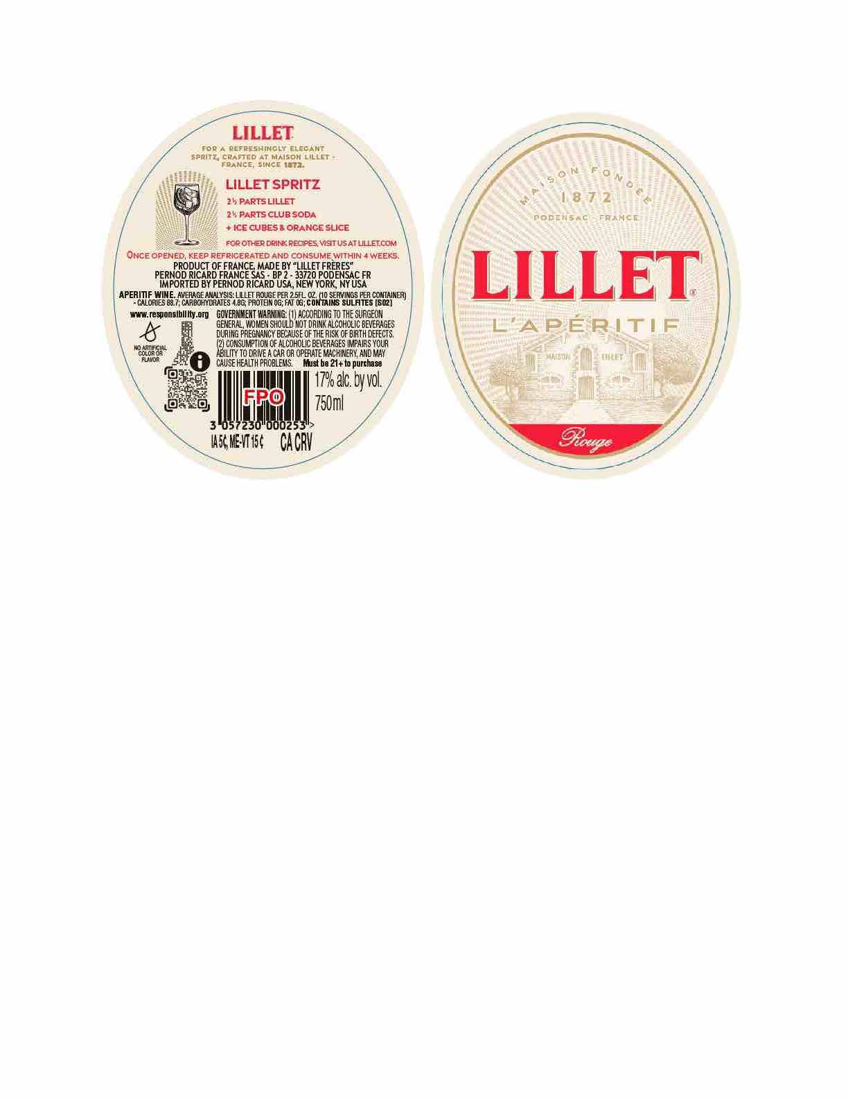 TABC label artwork for Lillet Rouge