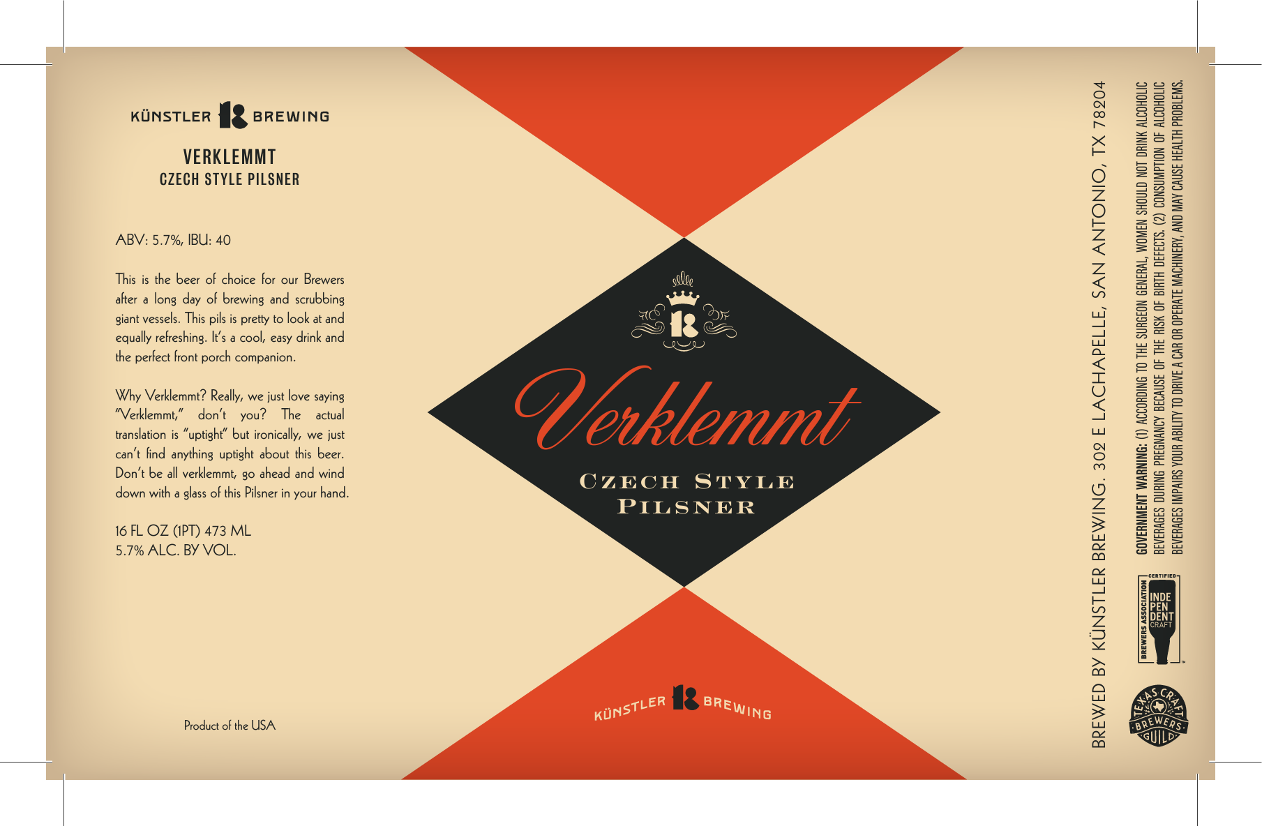 TABC label artwork for Verklemmt