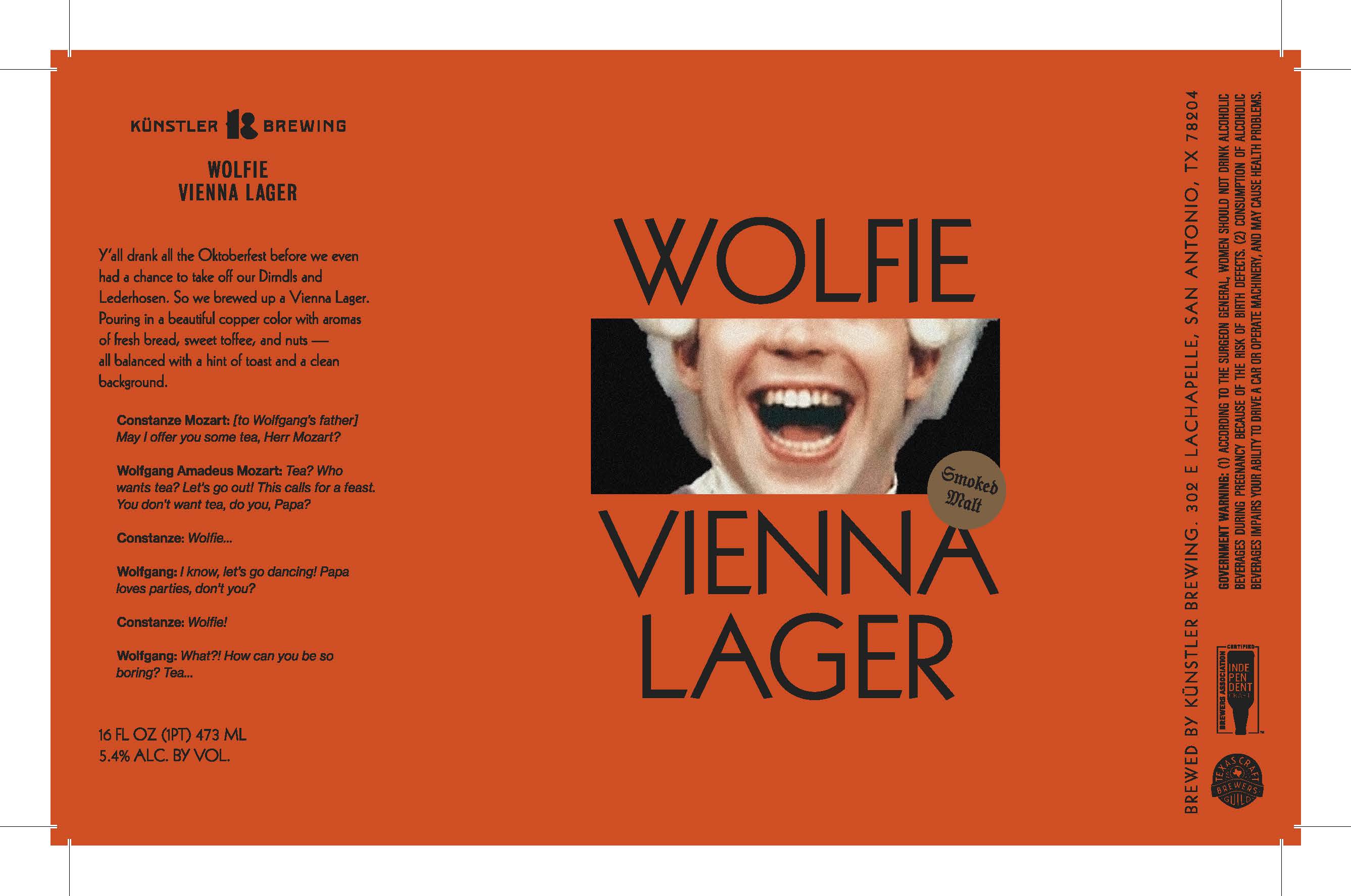 TABC label artwork for Wolfie Smoked