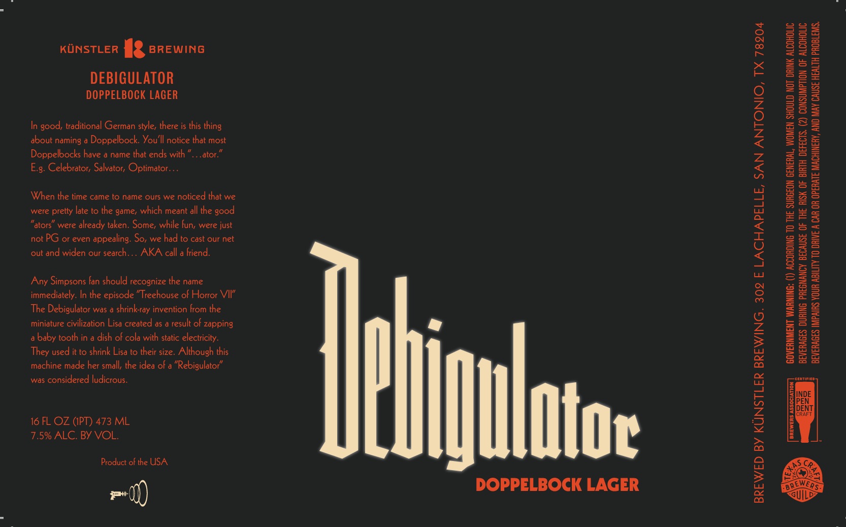 TABC label artwork for DEBIGULATOR