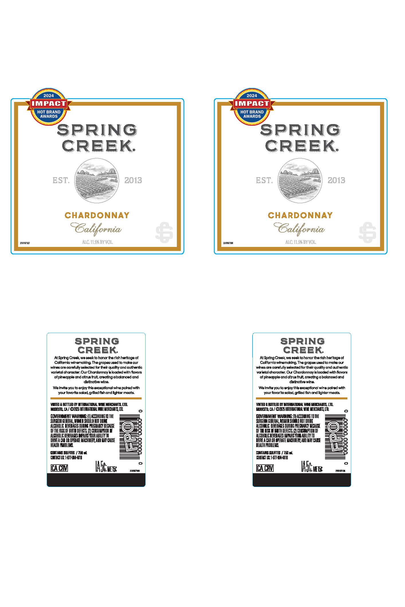 TABC label artwork for Spring Creek Chardonnay California