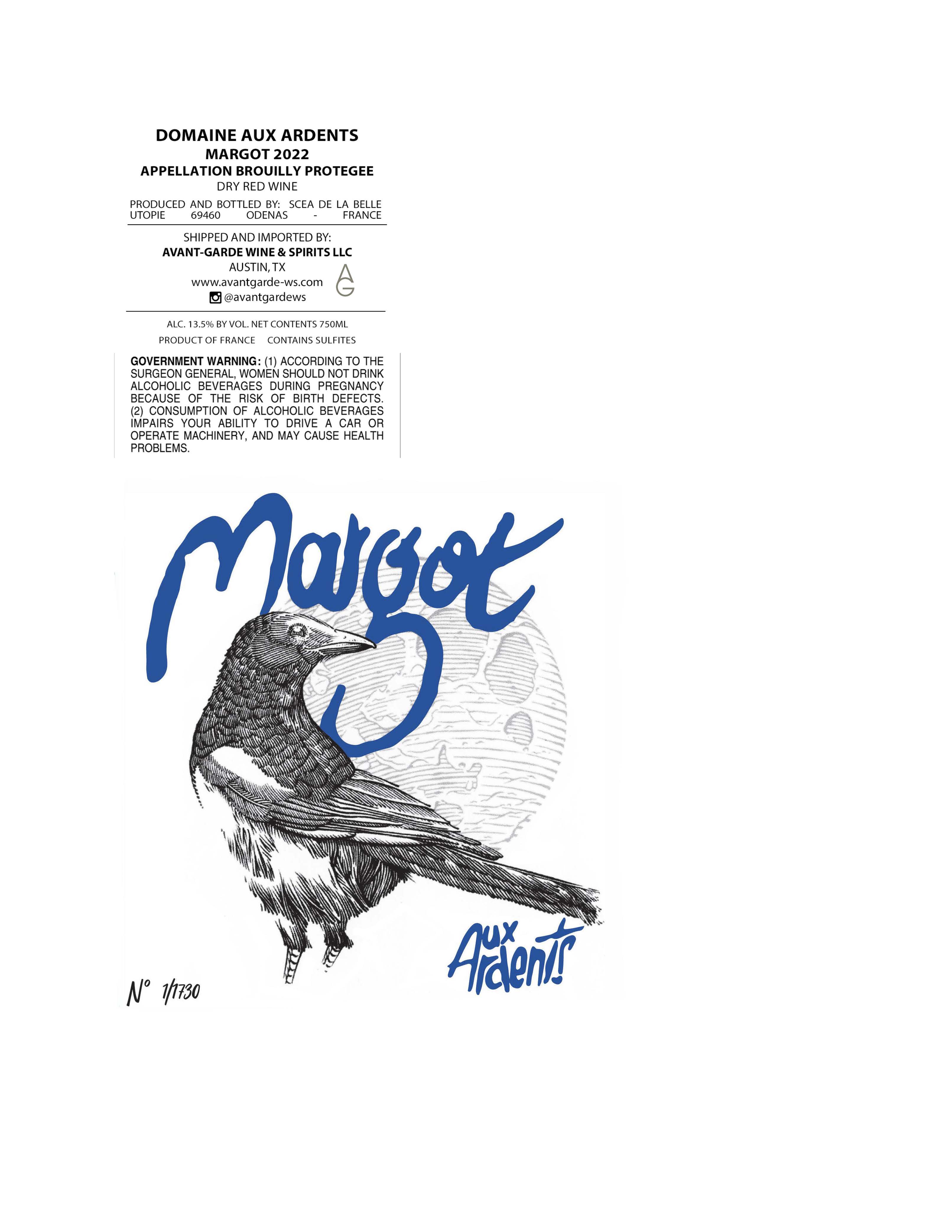 TABC label artwork for Domaine Aux Ardents Margot Brouilly