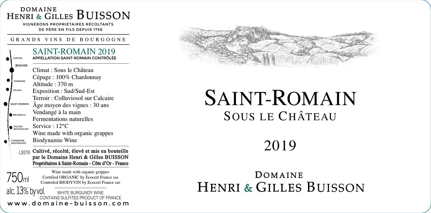 TABC label artwork for Henri & Gilles Buisson Saint-Romain Blanc Sous le Chateau