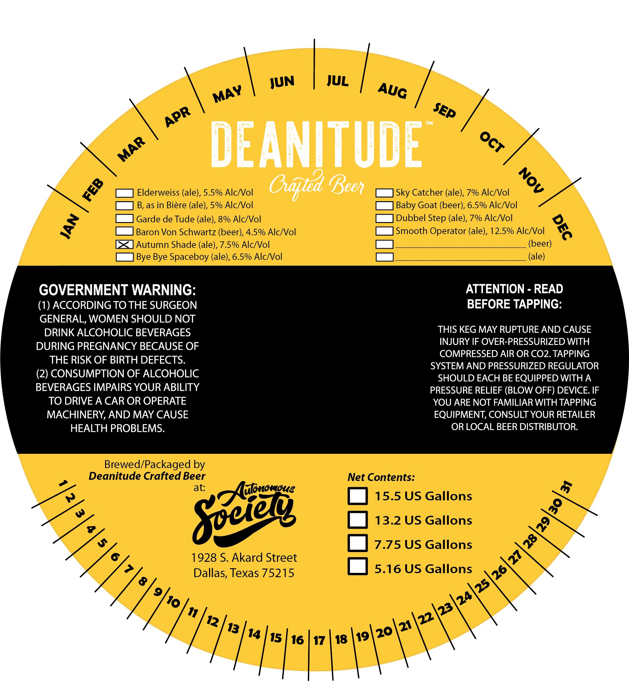 TABC label artwork for Deanitude Autumn Shade